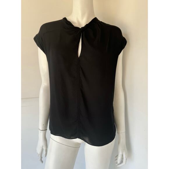 A.L.C. TWIST-FRONT JAZZY BLACK SILK TOP sz 0/XS - Picture 6 of 6